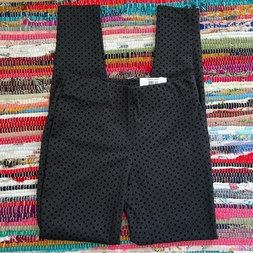 NEW Anthropologie polka Dot leggings black XSMALL high rise